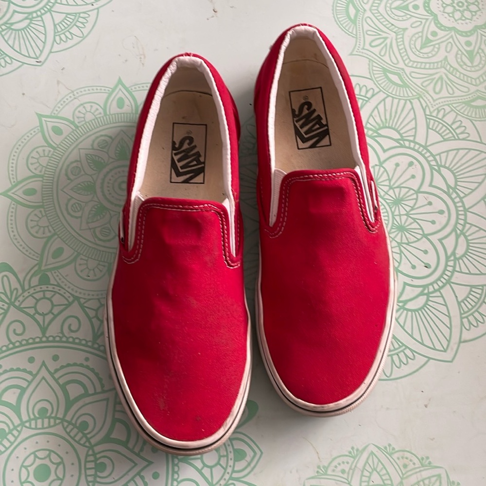 Red slip on Vans